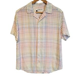 Rainbow Plaid Pride Top Glitter Button Women's‎ Collared Preppy Colorful Size S